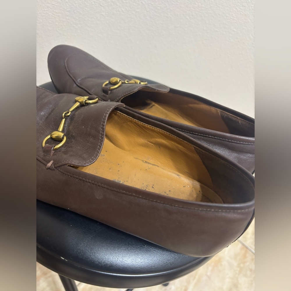 GUCCI Jordaan Horsebit Brown Leather Loafer 44 / 11 US Moccasin $1100 - Picture 6 of 16